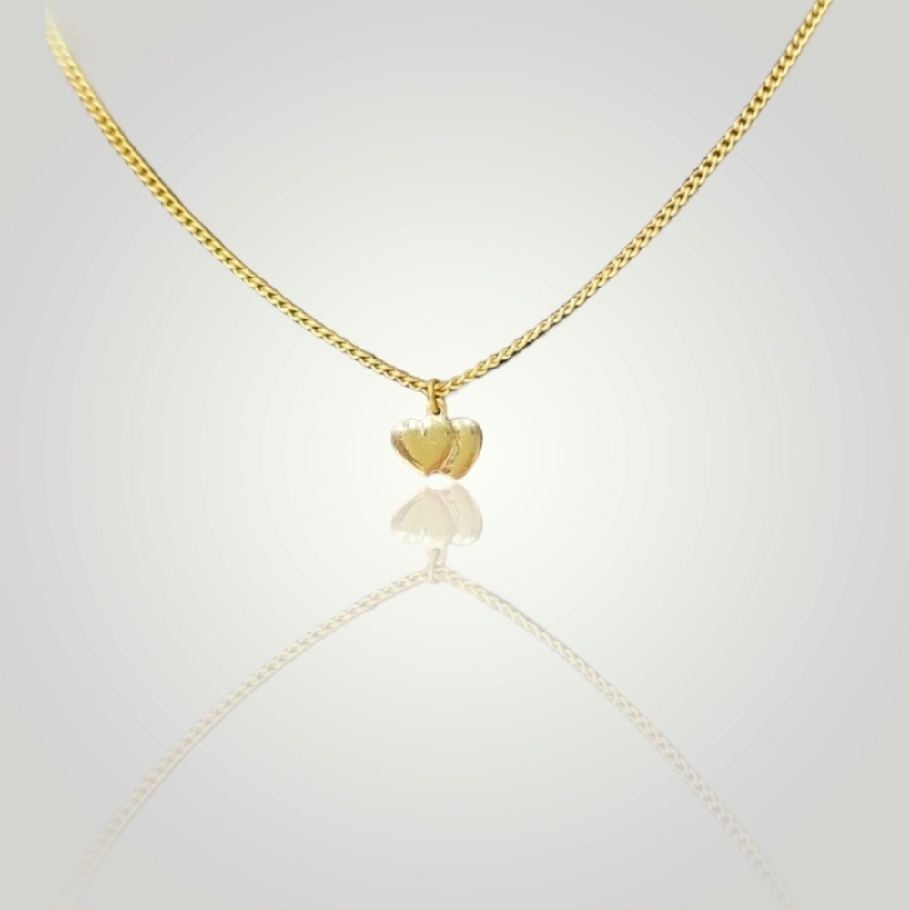3 for $15-Dainty GoldtoneDouble Hearted Necklace - Picture 1 of 4